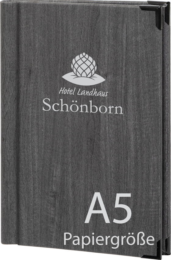 Speisekarte zum Klemmen Ahorn A5 Schwarz-Grau 964